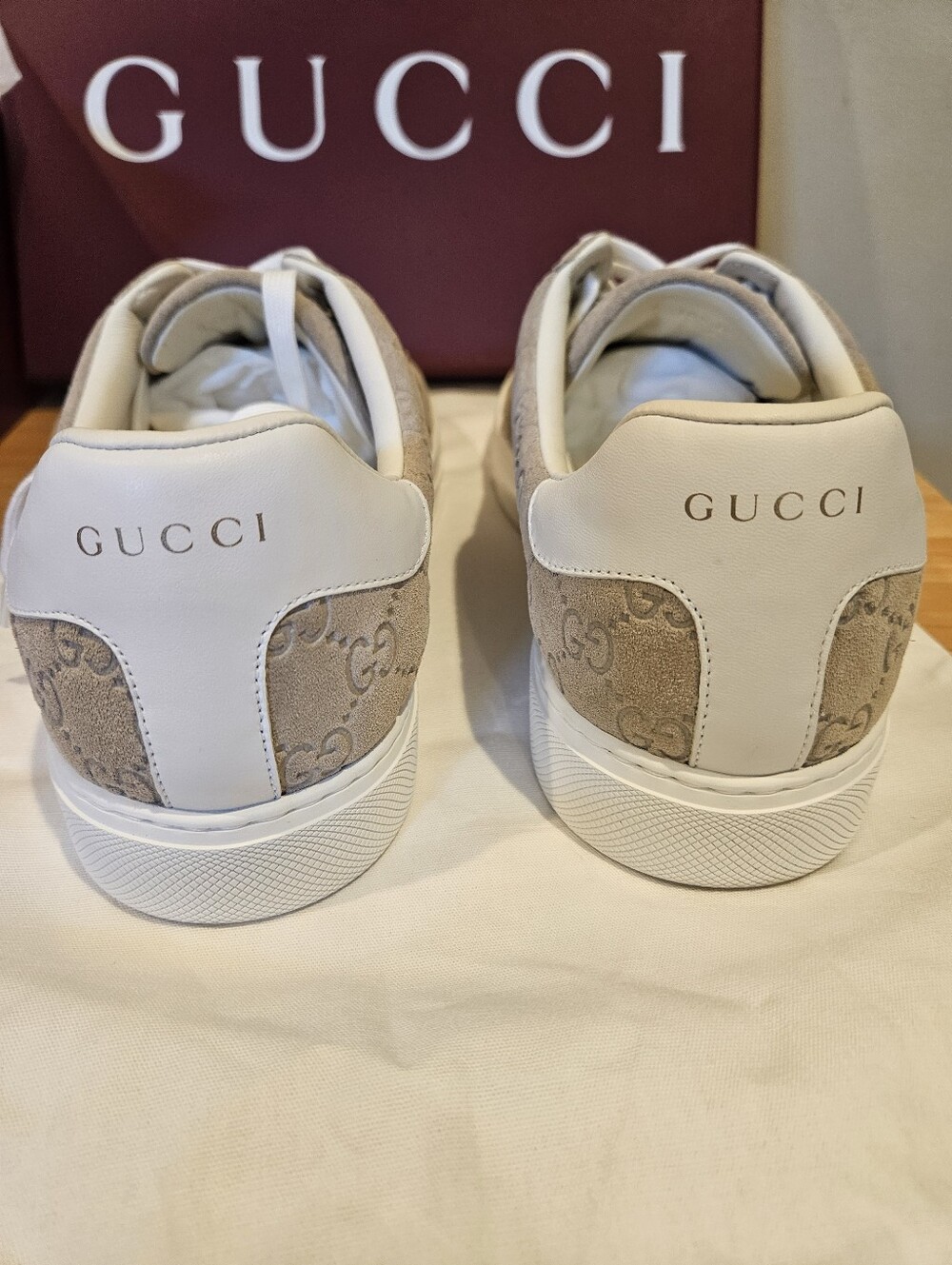 Gucci Men's Ace Sneaker With Web Oatmeal Size UK 10.5 - Picture 9 of 9